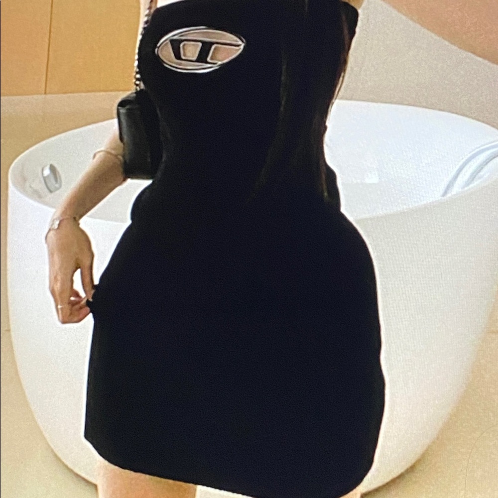 Diesel black dress with silver logo - Picture 6 of 8